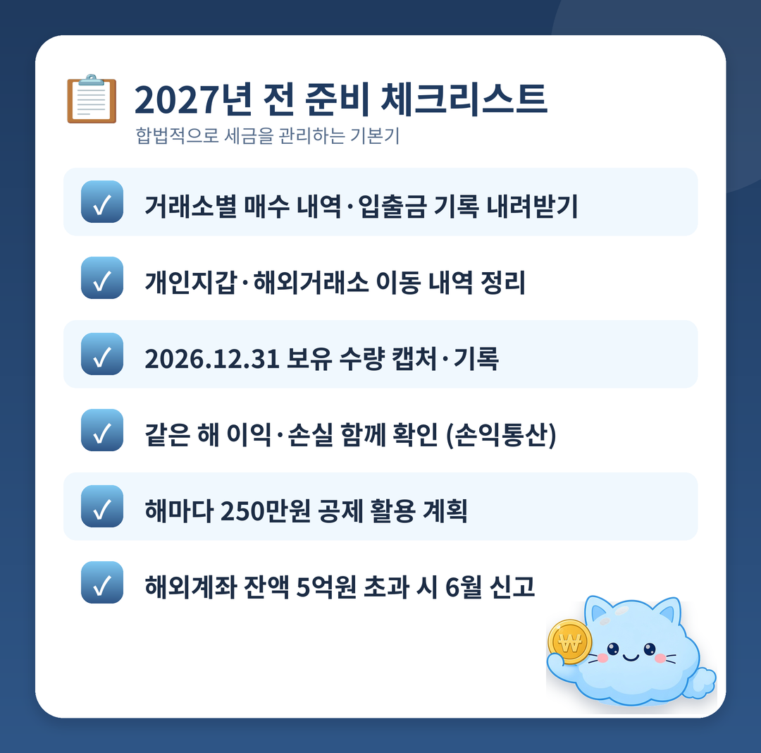 가상자산 과세 대비 준비 체크리스트