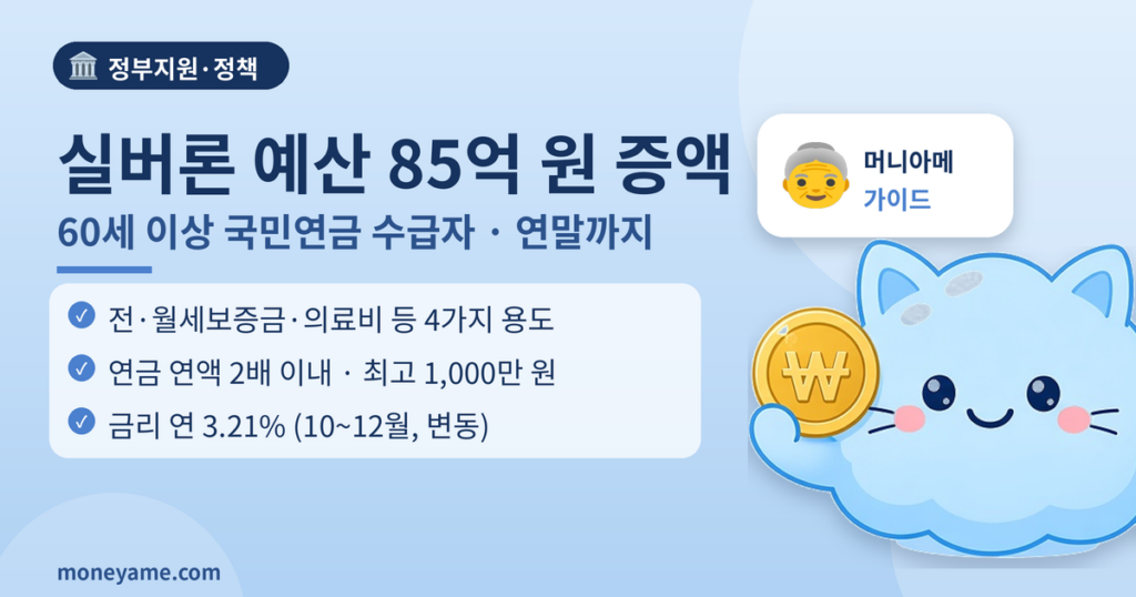 국민연금 실버론 예산 85억 원 증액, 60세 이상 국민연금 수급자 연말까지 신청 썸네일